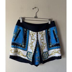 Cache Blue Gold Chain Link Shorts Skirt Women’s‎ Size 2 Blue Print Skort Mini
